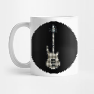 Tiled Pixel White K5 Bass Guitar in a Black Circle Mug